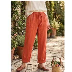 Anthropologie Hei Hei Mora Lyocell Drawstring Pants Coral Orange Boho Utility M